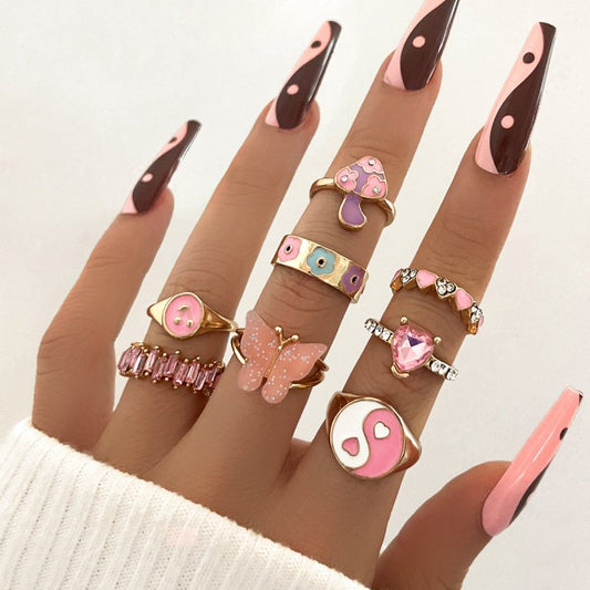 European And American Fashion Personality Color Dripping Ring $14.91 Dana Fashion Dimensions: J0828 style Women's Accessories Specifications: Product material: Zinc alloy Treatment process: Electroplating drop oil insert Style: European and american Style