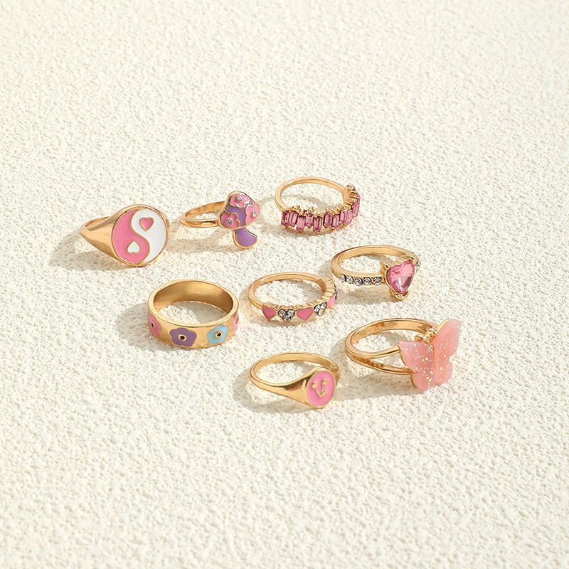 European And American Fashion Personality Color Dripping Ring $14.91 Dana Fashion Dimensions: J0828 style Women's Accessories Specifications: Product material: Zinc alloy Treatment process: Electroplating drop oil insert Style: European and american Style
