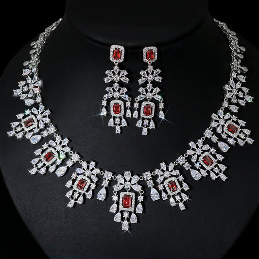 European And American Fashion Retro Square Zircon Necklace Earrings $317.42 Dana Fashion Color: Green Zirconium Women's Accessories Product information: Pendant material: mixed gem inlaid Chain style: O-ring chain Material: zircon Popular elements: round,