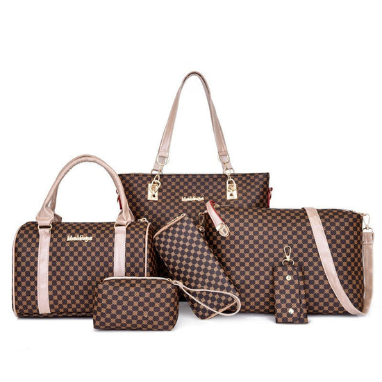 European And American Fashion Six-piece Bag Portable Shoulder $64.66 Dana Fashion Color: Khaki Women's Bags Product information: Lining texture: Polyester Applicable scenarios: Daily matching Color: khaki, black, dark brown Outer bag type: Sandwich pocket