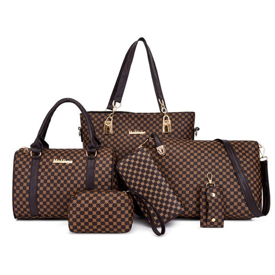 European And American Fashion Six-piece Bag Portable Shoulder $64.66 Dana Fashion Color: Dark Brown Women's Bags Product information: Lining texture: Polyester Applicable scenarios: Daily matching Color: khaki, black, dark brown Outer bag type: Sandwich p