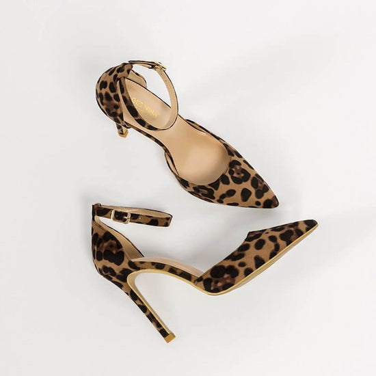 European And American Hollowed Sandals Women's Word With Pointed Toe Stiletto Leopard Print $59.50 Dana Fashion Height: 10cm Size: 34 Women's shoes Product information: Pattern: Leopard print Lining material: Microfiber Color: Heel Height: 10cm, heel heig