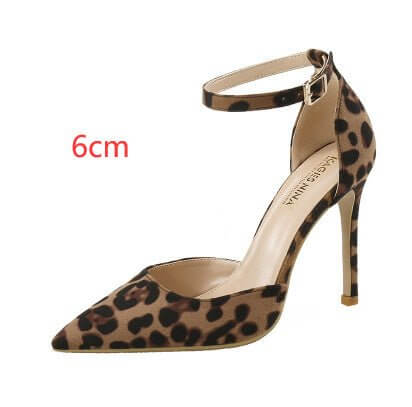 European And American Hollowed Sandals Women's Word With Pointed Toe Stiletto Leopard Print $59.50 Dana Fashion Height: 6cm Size: 34 Women's shoes Product information: Pattern: Leopard print Lining material: Microfiber Color: Heel Height: 10cm, heel heigh