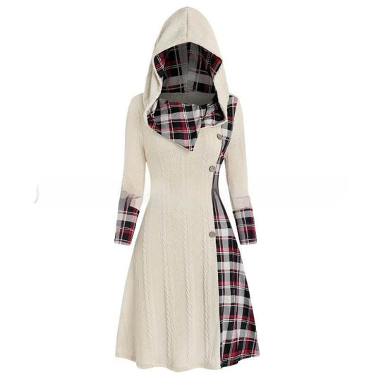 European And American Knitted Hooded Dress Plaid Printed $59.50 Dana Fashion Color: Apricot Size: 1XL Women's clothing Product information: Pattern: solid color Skirt type: A- line skirt Color: Apricot Size: 1XL,2XL,3XL,4XL Style type: Japanese and Korean