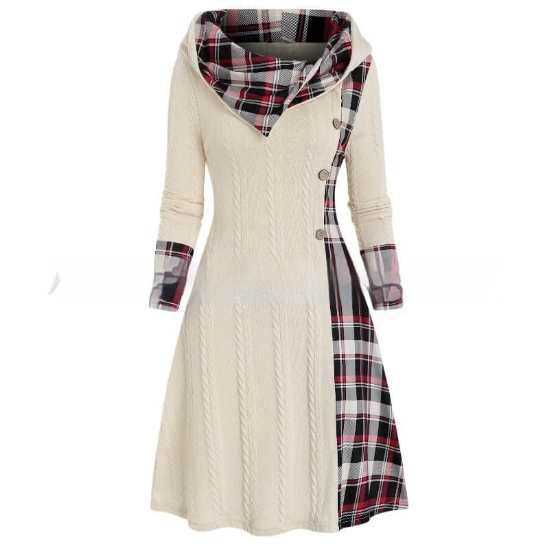 European And American Knitted Hooded Dress Plaid Printed $59.50 Dana Fashion Color: Apricot Size: 1XL Women's clothing Product information: Pattern: solid color Skirt type: A- line skirt Color: Apricot Size: 1XL,2XL,3XL,4XL Style type: Japanese and Korean
