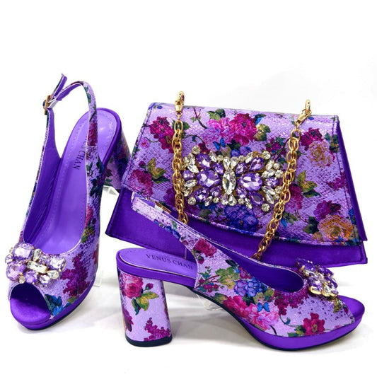 European And American Ladies Shoe Bag Suit Combination $165.50 Dana Fashion Color: Black Size: 37 Women's shoes Product information: Color: white, yellow, dark violet, silver, blue, gold, black Heel height: high heel (6-8CM) Heel shape: chunky heel Size: