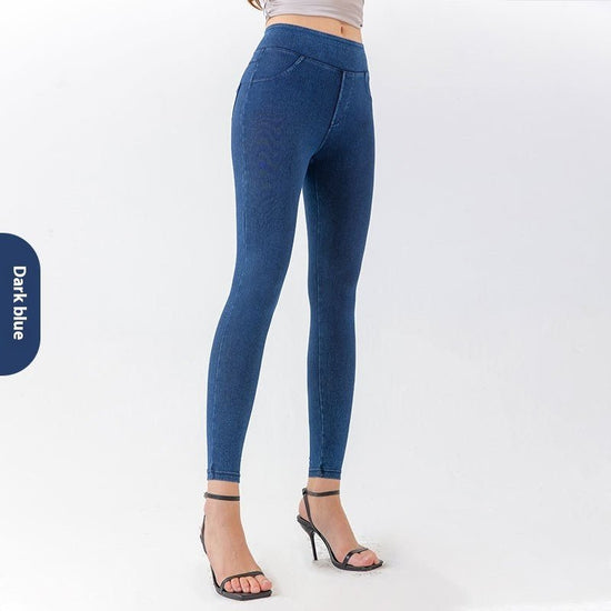 European And American New High Waist Yoga Jeans For Women $26.99 Dana Fashion Color: Dark Blue Size: M Women's clothing Product information: Pattern: solid color Applicable sports: outdoor yoga Color: black, dark gray, dark blue, smalt, light blue Size: X
