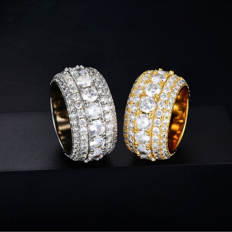 European And American Over Zircon Ring Hip Hop $49.00 Dana Fashion Color: Gold Size: No 10 Women's Accessories Product information: Treatment Process: Electroplating Color: gold 5 rows zircon, silver 5 rows zircon Size: no.6, no.7, no.8, no.9, no.10, no.1