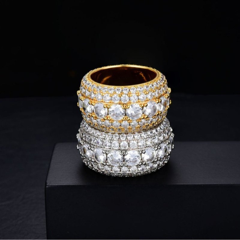 European And American Over Zircon Ring Hip Hop $49.00 Dana Fashion Color: Gold Size: No 10 Women's Accessories Product information: Treatment Process: Electroplating Color: gold 5 rows zircon, silver 5 rows zircon Size: no.6, no.7, no.8, no.9, no.10, no.1