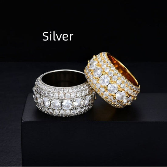 European And American Over Zircon Ring Hip Hop $49.00 Dana Fashion Color: Silver Size: No 10 Women's Accessories Product information: Treatment Process: Electroplating Color: gold 5 rows zircon, silver 5 rows zircon Size: no.6, no.7, no.8, no.9, no.10, no