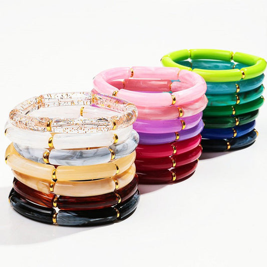 European And American Popular Acrylic Elbow Bracelets Ladies $18.00 Dana Fashion Color: Color 1 Women's Accessories Product information: Processing Technology: manual Type: Bracelet Style: Women's Material: acrylic Shape: Geometry Style: ethnic style Spec