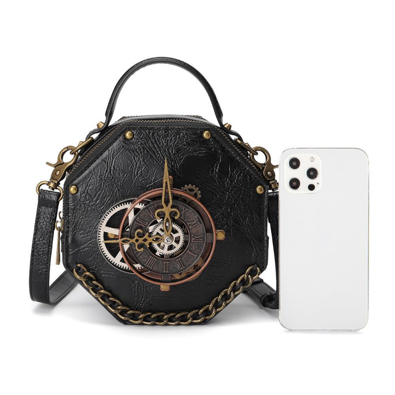 European And American Punk Industrial Retro Style Women's Shoulder Messenger Bag $89.41 Dana Fashion Color: FBG166BK Women's Bags Product information: Lining texture: Polyester Applicable scenarios: Daily matching Color: FBG166BK Outer bag type: Three-dim
