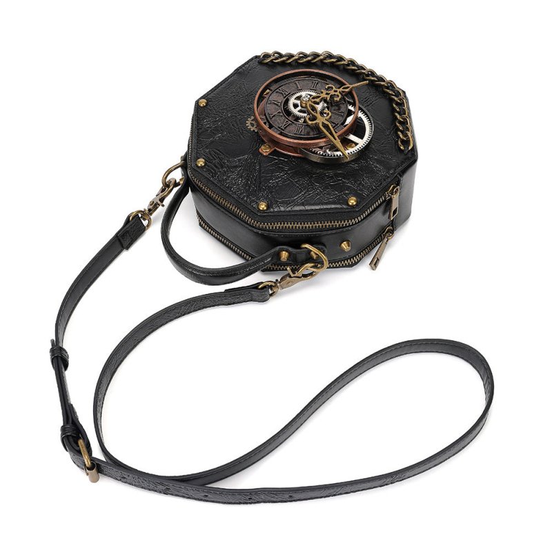 European And American Punk Industrial Retro Style Women's Shoulder Messenger Bag $89.41 Dana Fashion Color: FBG166BK Women's Bags Product information: Lining texture: Polyester Applicable scenarios: Daily matching Color: FBG166BK Outer bag type: Three-dim