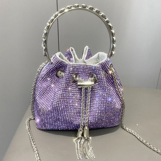 European And American Shiny Diamond Handbag For Women $48.55 Dana Fashion Color: Purple Medium Women's Bags Product information: Lining texture: polyester fiber Color: medium-sized in rose red, blue medium, green medium, purple medium, pink medium, bright