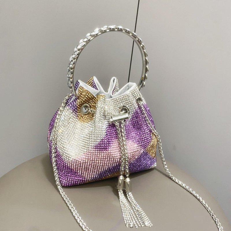 European And American Shiny Diamond Handbag For Women $48.55 Dana Fashion Color: Purple Color Matching Medium Women's Bags Product information: Lining texture: polyester fiber Color: medium-sized in rose red, blue medium, green medium, purple medium, pink