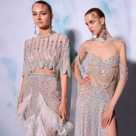 European And American Silver Nude Slim-fit Feather Shawl Host Performance Ladies' Evening Dress $799.00 Dana Fashion Color: Silver Nude Size: L Women's clothing Product information: Fabric name: Organza Applicable scenarios: Wedding, hosting, party, eveni
