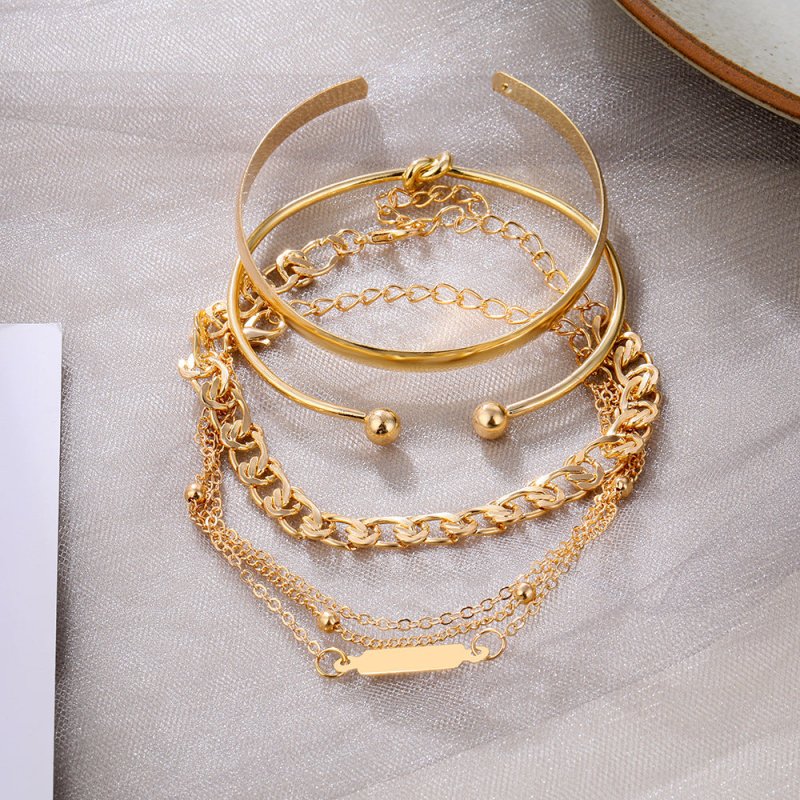 European And American Simple Hundred Chain Ring Bracelet 4-piece Set $10.57 Dana Fashion Color: YY12282 Women's Accessories Product information: Process: Electroplating Color: YY12282 Material: Alloy Popular elements: round, ring Style: all match Packing