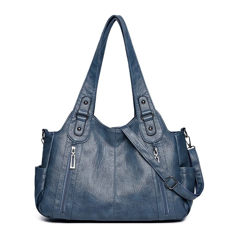 European And American Vintage Casual All-matching PU Handbag $56.98 Dana Fashion Color: Lake Blue Women's Bags Product information: Lining texture: Polyester Applicable scenario: Daily matching Color: Lake blue, red, yellow brown, dark gray, black, camel