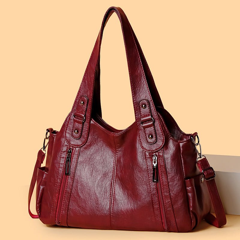 European And American Vintage Casual All-matching PU Handbag $56.98 Dana Fashion Color: Black Women's Bags Product information: Lining texture: Polyester Applicable scenario: Daily matching Color: Lake blue, red, yellow brown, dark gray, black, camel Oute