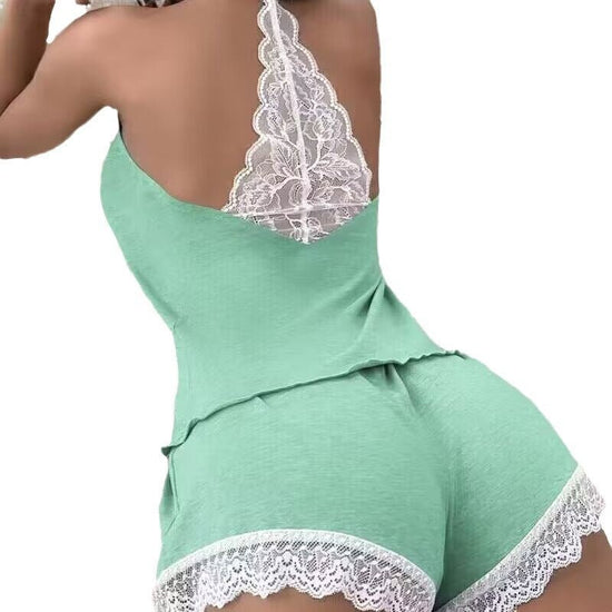 European And American Women Clothing Lace Stitching Home Underwear Women Suit $33.50 Dana Fashion Color: Black Size: L Women's clothing Product information: Pattern: solid color Fabric name: Wool blend Color: gray, wine red, black, pink, green, ODF3611A1-
