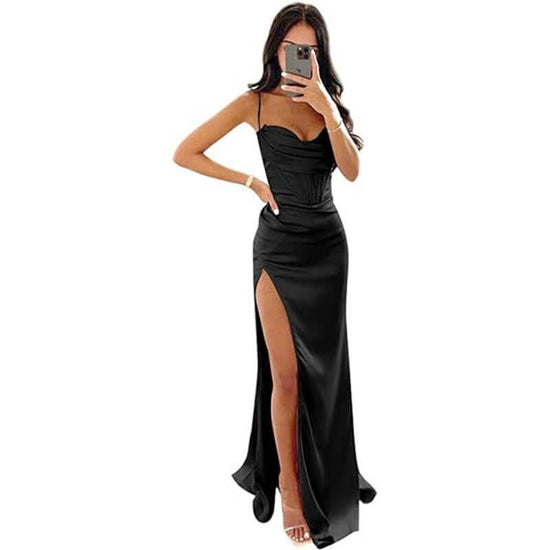 European And American Women's Clothing Sleeveless Camisole Evening Dress $98.50 Dana Fashion Color: Black Size: US10 Baby Clothing Product information: Applicable scenario: Wedding Color: yellow, black, dark violet, blue, red, dark red, pink Gray, Peacock