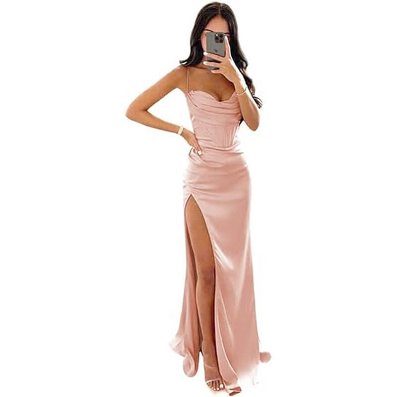 European And American Women's Clothing Sleeveless Camisole Evening Dress $98.50 Dana Fashion Color: Lotus Root Color Size: US10 Baby Clothing Product information: Applicable scenario: Wedding Color: yellow, black, dark violet, blue, red, dark red, pink Gr