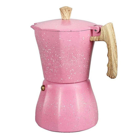 European Style Aluminum Coffee Pot Turkish Octagonal Pot Coffee Cup $58.39 Dana Fashion Color: Pink Capacity size: 300ml Dana's Kitchen Product Information: Brand: Open brand coffee maker Material: Aluminum Place of Origin: Wuyi Time to market: Spring 202