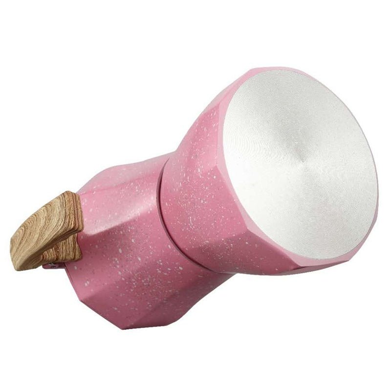 European Style Aluminum Coffee Pot Turkish Octagonal Pot Coffee Cup $58.39 Dana Fashion Color: Pink Capacity size: 300ml Dana's Kitchen Product Information: Brand: Open brand coffee maker Material: Aluminum Place of Origin: Wuyi Time to market: Spring 202