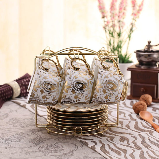 European-style Bone China Coffee Set British Afternoon Tea Cup Simple Household $98.50 Dana Fashion style: Moon Dana's Kitchen Product information: Material: Porcelain Style: European Applicable people: 6 people Number of Pieces: 13 Pieces Popular element