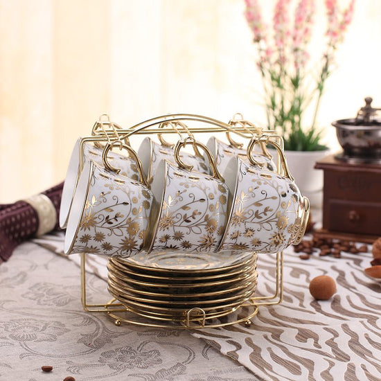 European-style Bone China Coffee Set British Afternoon Tea Cup Simple Household $98.50 Dana Fashion style: Gypsophila Dana's Kitchen Product information: Material: Porcelain Style: European Applicable people: 6 people Number of Pieces: 13 Pieces Popular e