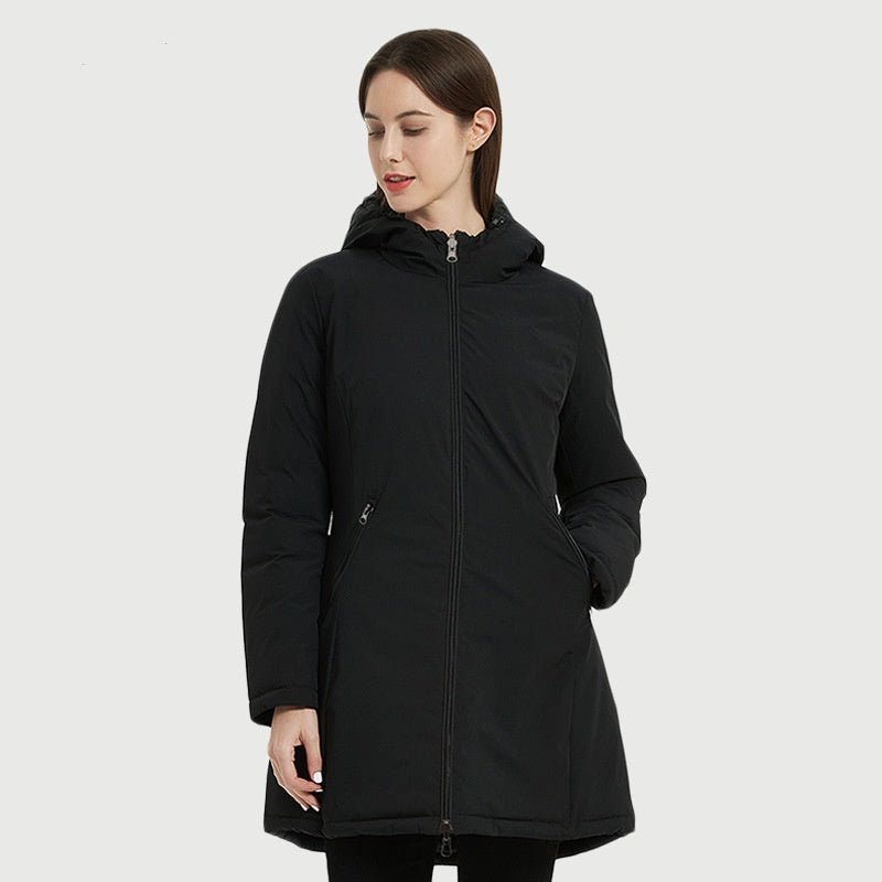 European Women's Mid-length Autumn And Winter Wear Hooded Cotton Jacket $145.50 Dana Fashion Color: Black Size: L Women's clothing Product information: Pattern: None Color: black, green Size: S,M,L,XL,XXL Style: slim fit Popular elements: Pocket Fabric na