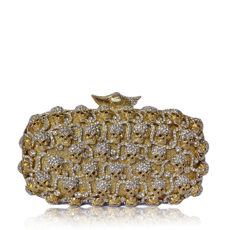 Evening Bag Diamond-studded Women's Clutch Clutch $120.00 Dana Fashion Color: Black Women's Bags Product information: Product category: dinner bag Material: Alloy Fabric texture: crystal Trendy Bags Style: Gem Bag Internal structure of the bag: ID bag The