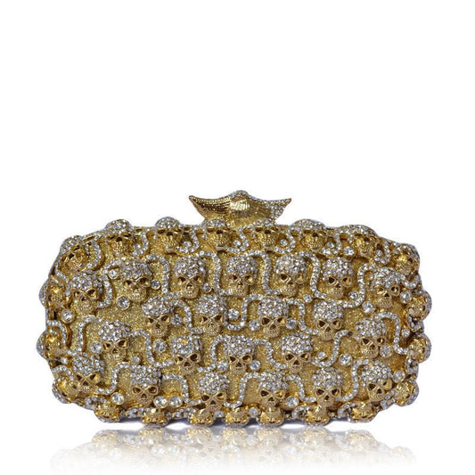 Evening Bag Diamond-studded Women's Clutch Clutch $120.00 Dana Fashion Color: Black Women's Bags Product information: Product category: dinner bag Material: Alloy Fabric texture: crystal Trendy Bags Style: Gem Bag Internal structure of the bag: ID bag The