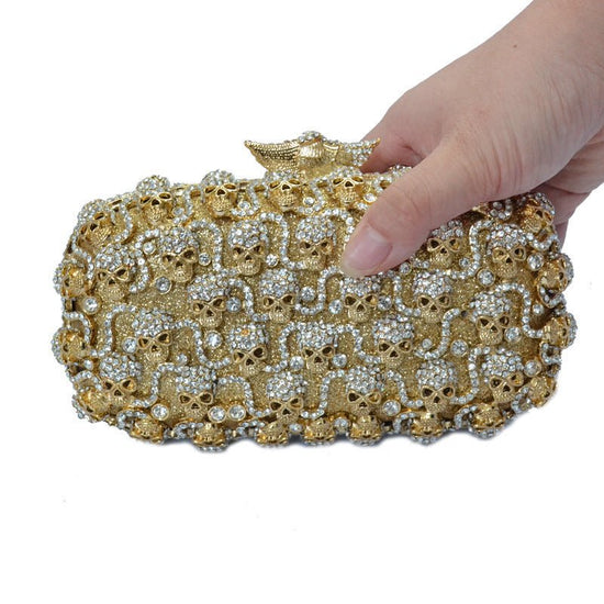 Evening Bag Diamond-studded Women's Clutch Clutch $120.00 Dana Fashion Color: Black Women's Bags Product information: Product category: dinner bag Material: Alloy Fabric texture: crystal Trendy Bags Style: Gem Bag Internal structure of the bag: ID bag The