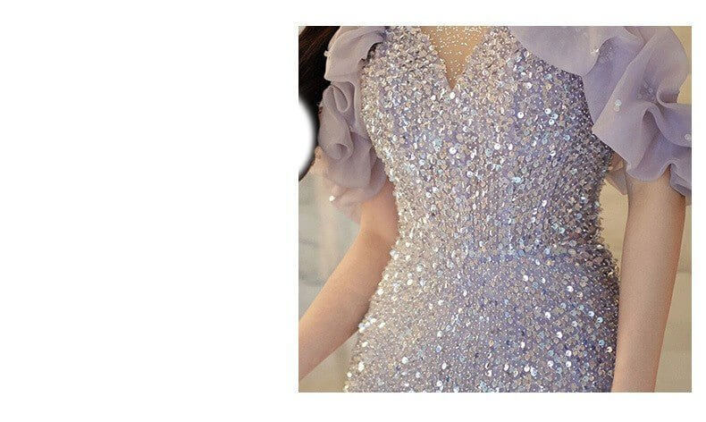 Evening Gown Women's Halter French Style $129.50 Dana Fashion Color: Violet Dress Size: L Women's clothing Product information: Color: violet dress Size: XS,S,M,L,XL,XXL,XXXL Popular elements: Folding Fabric name: Polyester Main fabric composition: Polyes