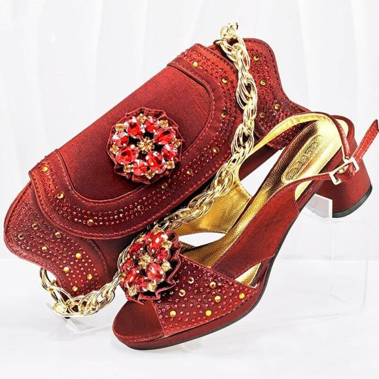 Evening Party With Rhinestone Pointed Toe Shoes Hand Bag Suit $189.50 Dana Fashion Color: Wine Red Size: 38 Women's shoes Product information: Toe holder shape: Pointed Color: Olive, Brown, Rose Red, gold, royal blue, skin color, wine red Shoe Upper mater