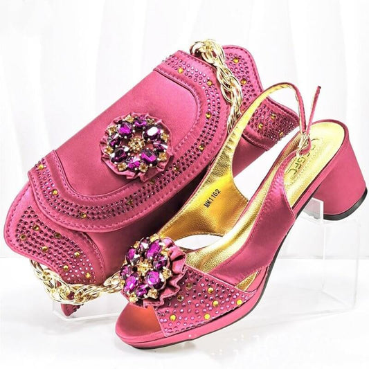 Evening Party With Rhinestone Pointed Toe Shoes Hand Bag Suit $189.50 Dana Fashion Color: Brown Size: 38 Women's shoes Product information: Toe holder shape: Pointed Color: Olive, Brown, Rose Red, gold, royal blue, skin color, wine red Shoe Upper material