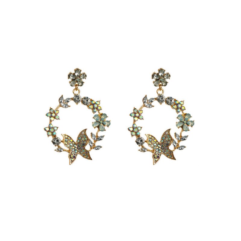 Exaggerated Alloy Diamond Garland Butterfly Earrings $15.61 Dana Fashion Color: AB Color Women's Accessories Product information: Treatment Process: Diamond Color: AB color, white Green Red Applicable population: Female Material: Alloy Modeling: Flower, a