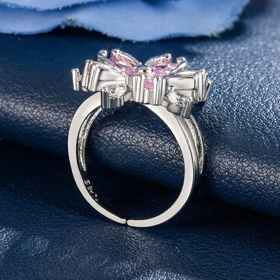 Exaggerated Plum Blossom Ring Flower Ring Female $12.61 Dana Fashion Color: YTBB182 White Gold Color Size: Adjustable Opening Women's Accessories Product information: Type: open mouth Treatment Process: Electroplating Color: YTBB182 [white gold]] Applicab