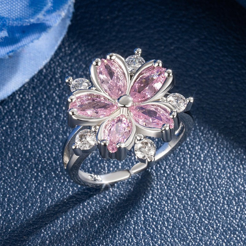 Exaggerated Plum Blossom Ring Flower Ring Female $12.61 Dana Fashion Color: YTBB182 White Gold Color Size: Adjustable Opening Women's Accessories Product information: Type: open mouth Treatment Process: Electroplating Color: YTBB182 [white gold]] Applicab