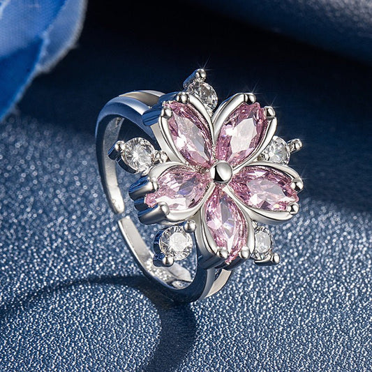 Exaggerated Plum Blossom Ring Flower Ring Female $12.61 Dana Fashion Color: YTBB182 White Gold Color Size: Adjustable Opening Women's Accessories Product information: Type: open mouth Treatment Process: Electroplating Color: YTBB182 [white gold]] Applicab