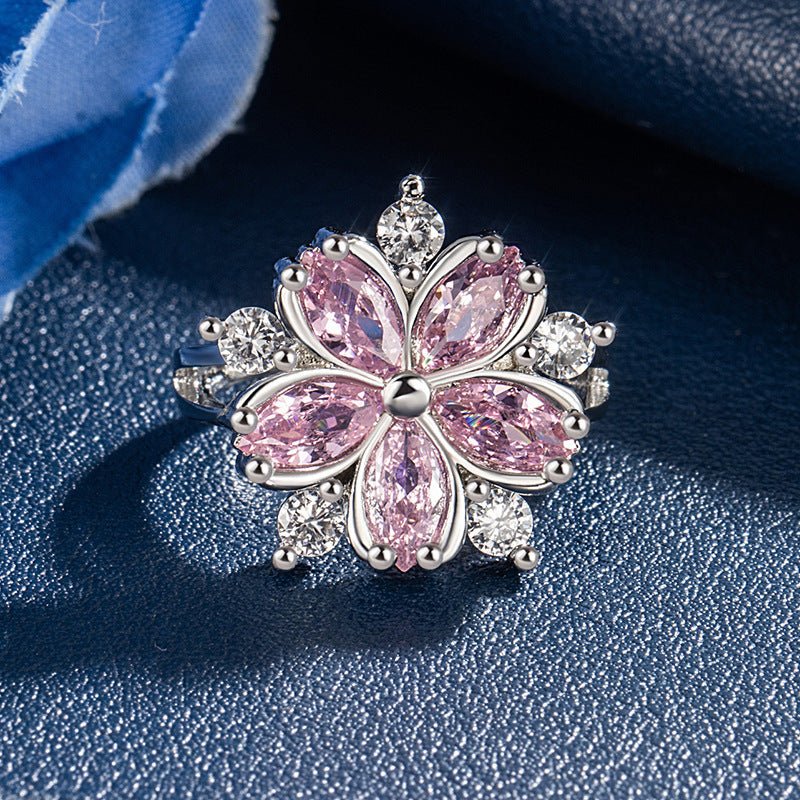 Exaggerated Plum Blossom Ring Flower Ring Female $12.61 Dana Fashion Color: YTBB182 White Gold Color Size: Adjustable Opening Women's Accessories Product information: Type: open mouth Treatment Process: Electroplating Color: YTBB182 [white gold]] Applicab