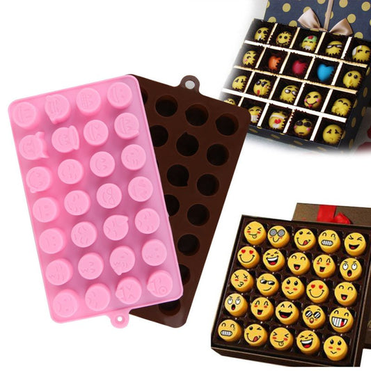 Expression, chocolate mold $9.50 Dana Fashion format: Coffee Dana's Kitchen Name: New 28 even QQ expression Chocolate mold Ice tray DIY can be put into the oven Material: food grade silicone Weight: 60G/piece Packing: OPP packaging Cleaning and maintenanc