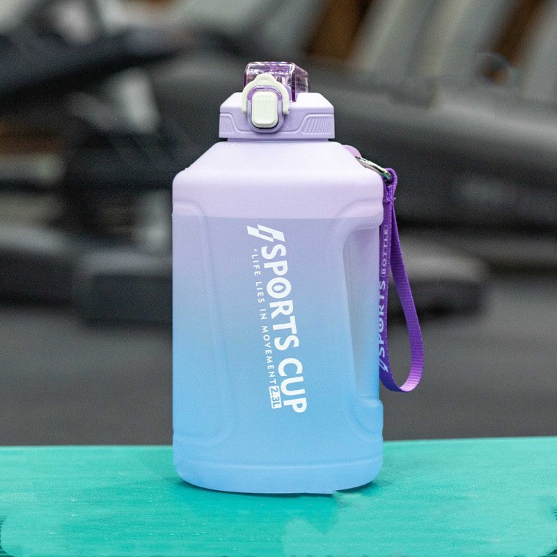 Extra Large Capacity Cup With Straw Fitness Sports Water Bottle Fitness Big Bottles $35.57 Dana Fashion Color: Gradient Purple Capacity size: 2.3L style: Straw Dana's Kitchen Product information: Style: sports Function: high temperature resistance Dimensi