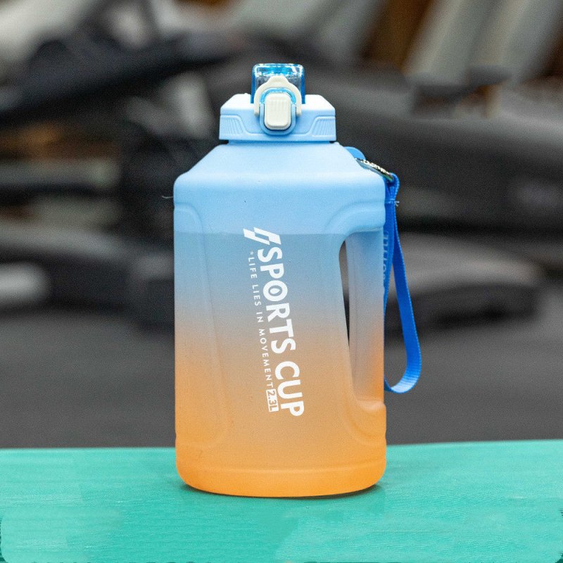 Extra Large Capacity Cup With Straw Fitness Sports Water Bottle Fitness Big Bottles $61.03 Dana Fashion Color: Gradient Blue Capacity size: 2.3L style: Straw Dana's Kitchen Product information: Style: sports Function: high temperature resistance Dimension