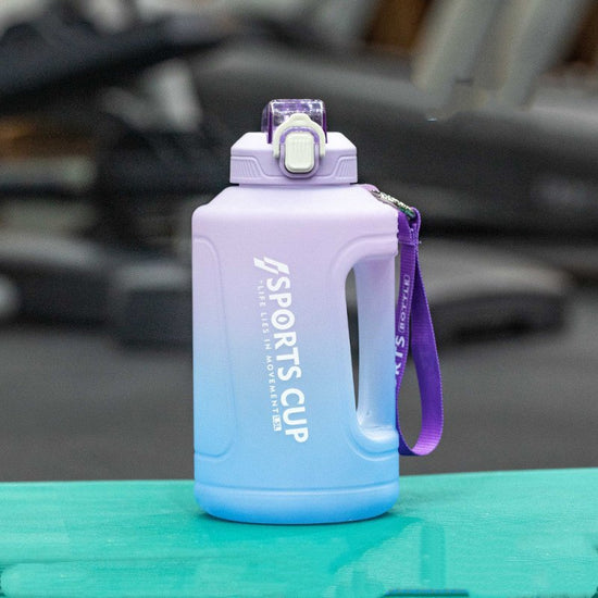 Extra Large Capacity Cup With Straw Fitness Sports Water Bottle Fitness Big Bottles $40.45 Dana Fashion Color: Gradient Purple Capacity size: 1.5L style: Straw Dana's Kitchen Product information: Style: sports Function: high temperature resistance Dimensi