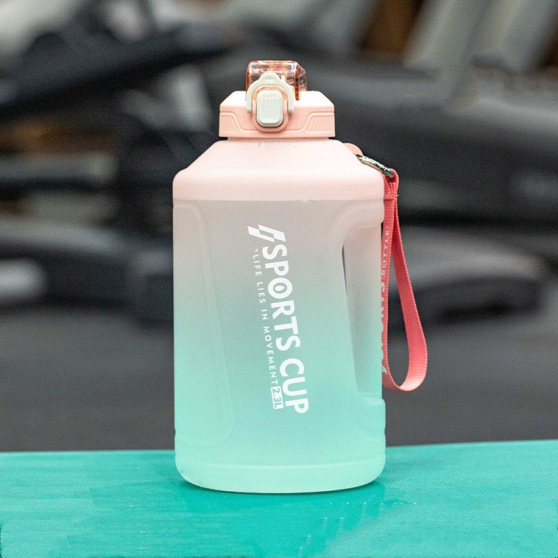 Extra Large Capacity Cup With Straw Fitness Sports Water Bottle Fitness Big Bottles $46.38 Dana Fashion Color: Gradient Pink Capacity size: 2.3L style: Straw Dana's Kitchen Product information: Style: sports Function: high temperature resistance Dimension