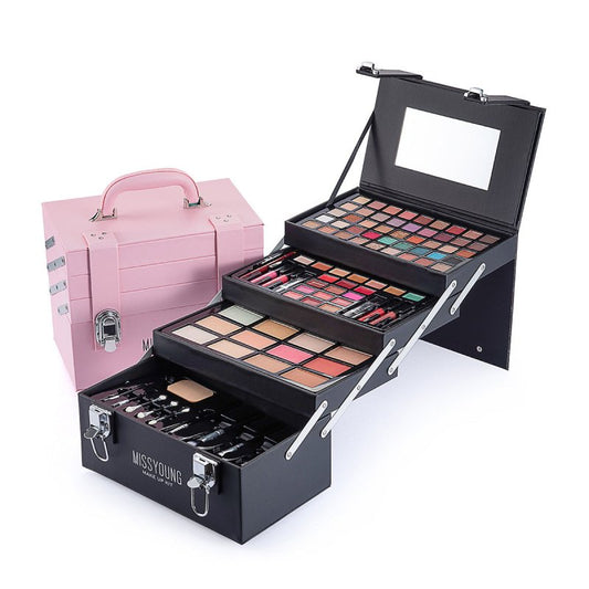 Eye Shadow Lip Gloss Cosmetic Set $170.00 Dana Fashion Color: Black makeup Product information: Efficacy: Concealer, Modification, Even skin tone Set includes lipstick, lip gloss, eye shadow, mascara, blush, lip pencil, brush and more Color: black, pink S