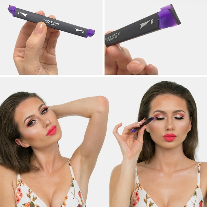 Eyeliner Wing Stamp $18.33 Dana Fashion Size: L makeup Wing woes are a thing of the past with this innovative stamp tool from The Vamp Stamp. Specially designed to give you the perfect vampy winged liner with no muss + no fuss. To use, dip Vamp Stamp into