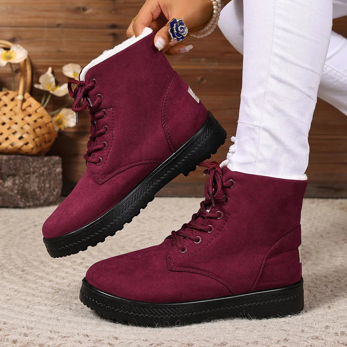 Women's Fashionable Waterproof High-top Cotton-padded Snow Boots - DanaFashionstore